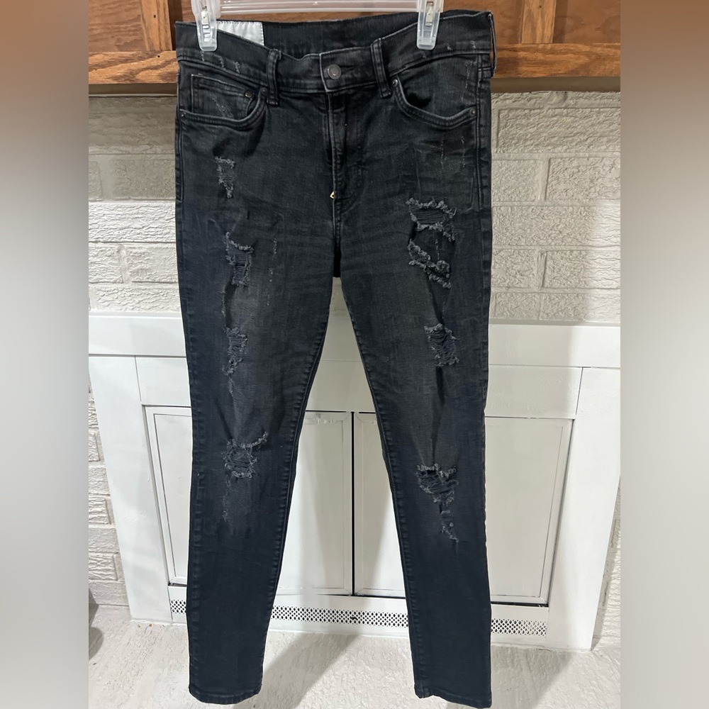 H&M men Distressed Black Jeans
